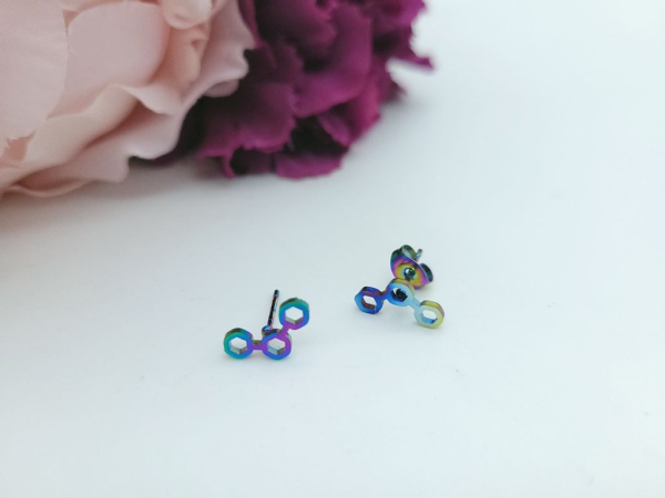 Hexagon Edelstahl Ohrstecker